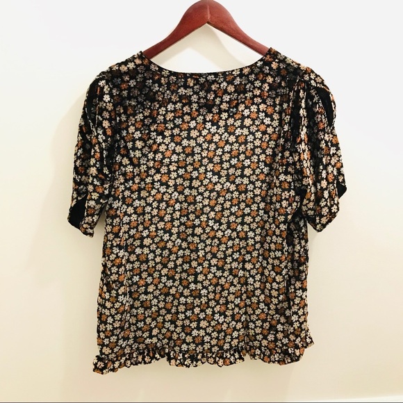 NWT Madewell Velvet Tulip Sleeve Ruffle Top Small - Picture 4 of 12